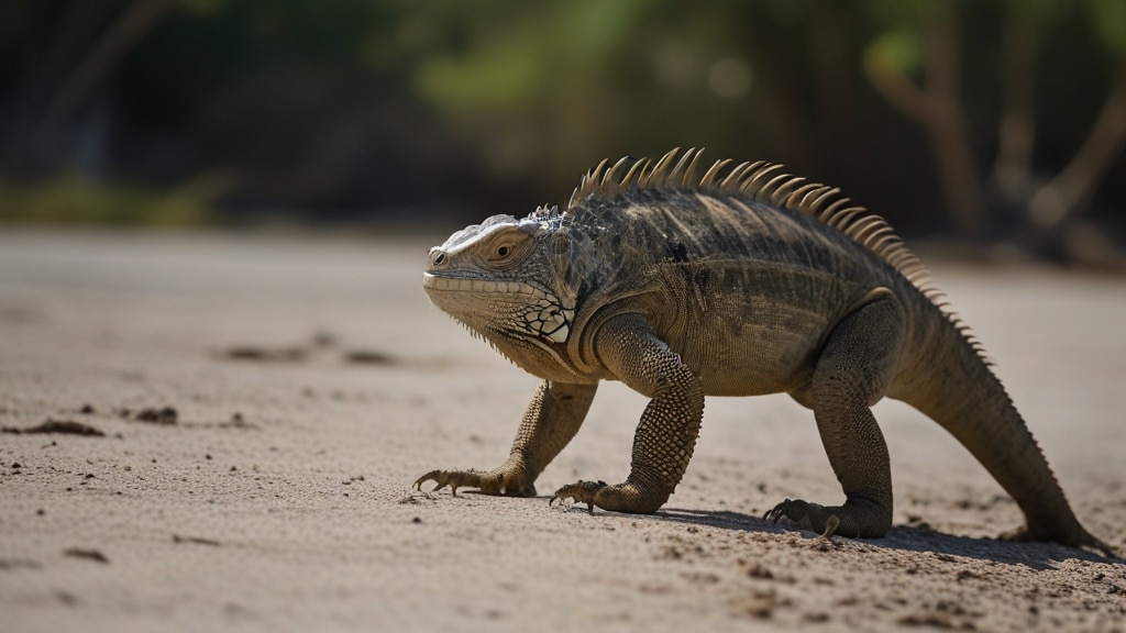 Una iguana caminando